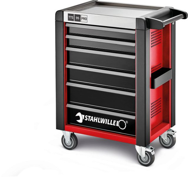 STAHLWILLE Werkstattwagen 95/6 PRO 6 Schub, Länge 496 x 827 x 1020 mm rot, RAL 3020; schwarz RAL 9005, 81200162