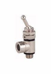 Riegler 3/2-Wege-Kipphebelventil, Druckanschluss ist die Schlauchseite, Anschluss Schnellverschraubung, 107023