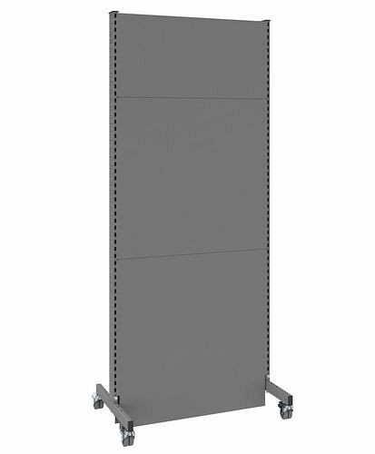 DENIOS Mobile Akustik Trennwand, Grundfeld, B 1000, H 2500 mm, Akustik-Lochblech einseitig, grau, 293066