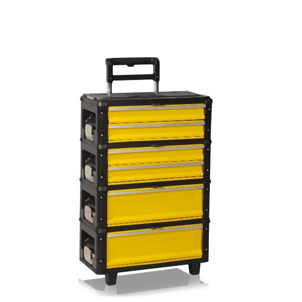 Metra Werkzeugtrolley, 4fach 1.1.2.2 gelb, robuster Kunststoff und Stahl, 10532