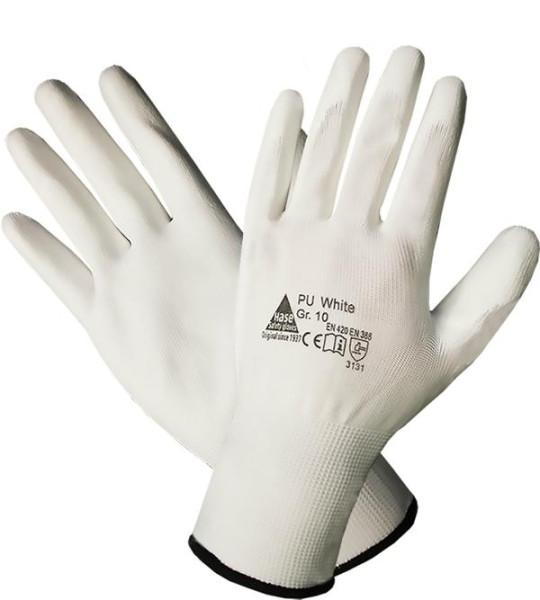 Hase Safety Feinstrick Handschuh mit Soft-PU Beschichtung, weiss, Größe: 6, VE: 10 Paar, 509520-6
