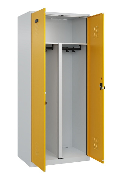 C+P PSA Schwarz-Weiß-Spind Evolo PLUS, 2 Abteile, 1850x800x500mm, 7035/1004, Drehriegel, 049002-22P S10000
