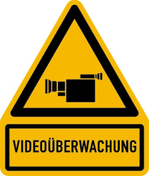 Schilder Klar Hinweisschild Warnschild Videoüberwachung, 200x237x0.45 mm Aluminium geprägt, 75/52