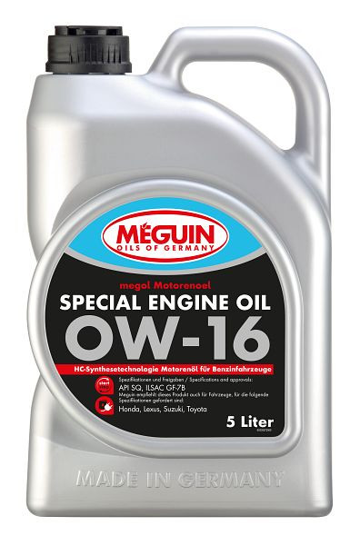 Meguin Motorenöl megol Special Engine Oil SAE 0W-16, Kanister Kunststoff, VE: 5 Liter, 33057