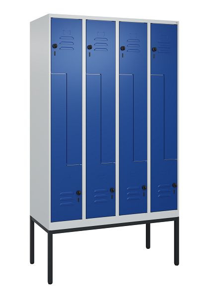 C+P Z-Spind Classic PLUS, Gestell, 8 Abteile, 2120x1200x500mm, 7035/5010, Drehriegel, 0800337-408 S10003