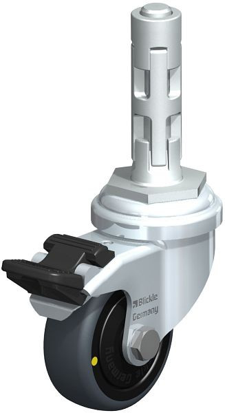 Blickle LRA-TPA 50K-FI-ELS-FK-E01 Apparate-Lenkrolle mit Expander & Feststeller, Thermoplastisches Gummi-Elastomer, Grau, 751097