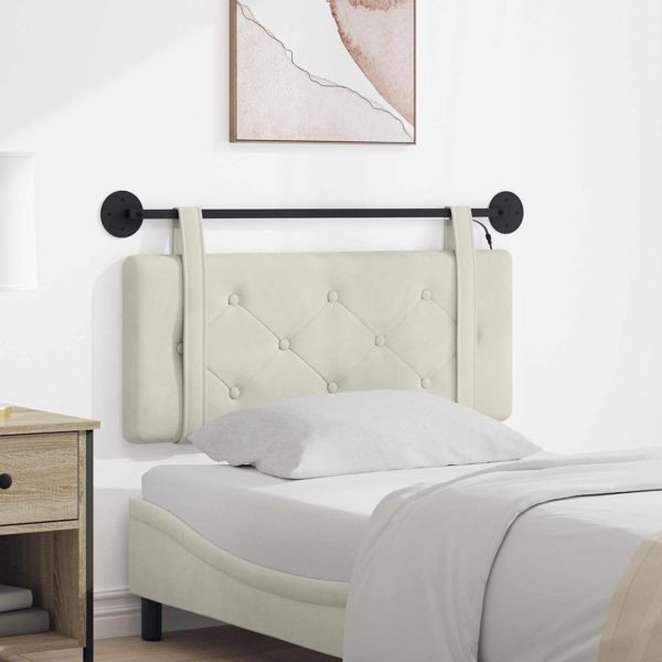 vidaXL Hängendes Kopfteil Mit LED Licht Creme Samt, 3424119