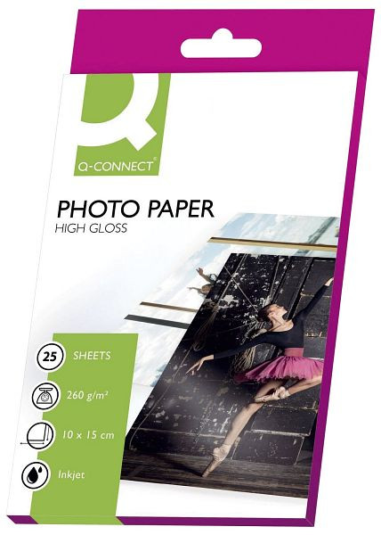 Q-Connect Inkjet-Photopapiere - 10x15 cm, hochglänzend, 260 g/qm, 25 Blatt, KF01906