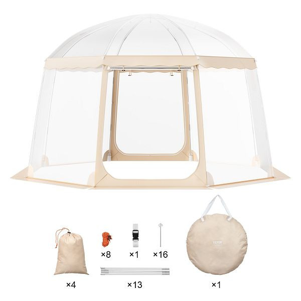 VEVOR Pop-Up-Pavillon Camping Kuppel Bubble Zelt 8-10 Personen 3,66x3,66x2,4m, BWZPZDXZTMYX9YZ81V0
