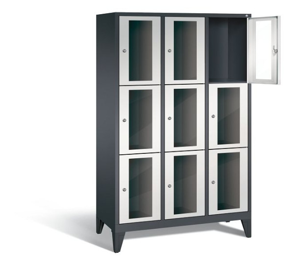 C+P Schließfachschrank Classic, H1850xB1200xT500mm, Farbe: Schwarzgrau / Lichtgrau, 8010A323 S10013