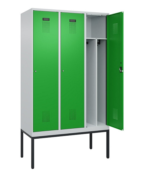 C+P Spind Evolo PLUS, Gestell, 3 Abteile, 2120x1200x500mm, 7035/6037, Verschluss Zylinderschloss, 0490307-32F S10038