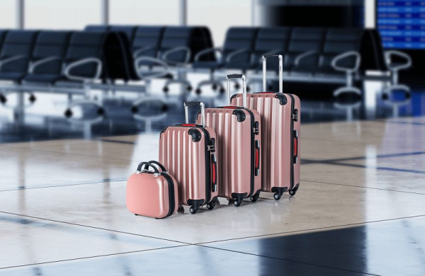 monzana Hartschalenkoffer Set 4-tlg mit Zubehör Rollen 360º Rosé ABS, 107191