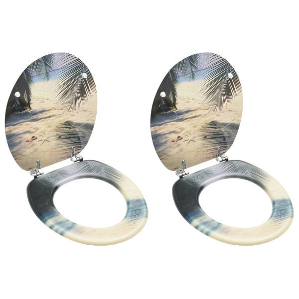 vidaXL Toilettensitze mit Deckel 2 Stück MDF Strand-Design, 3056410