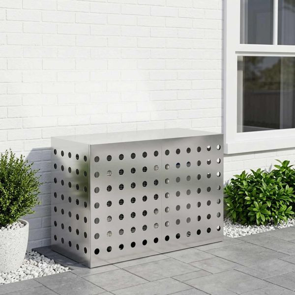 vidaXL Klimaanlagenabdeckung Silber 90 x 40 x 60 cm Verzinkter Stahl, 8014127