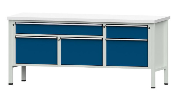 ANKE Werkbänke Kastenwerkbank, Modell 280 V, 2000 x 700 x 890 mm, RAL 7035/5010, KSP 40 mm, 304.505