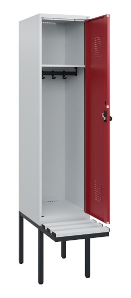 C+P Spind Evolo PLUS, 1 Abteil, 1950x400x815mm, 7035/3003, Drehriegel, Sitzfläche Kunststoff, 0490405-12 S10058