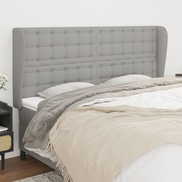 vidaXL Kopfteil mit Ohren Hellgrau 203x23x118/128 cm Stoff, 3118412
