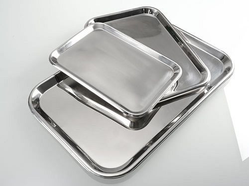 DENIOS Tablett aus Edelstahl, 280 x 180 mm, VE: 10 Stück, 309798