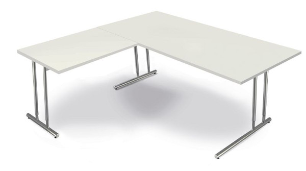 Kerkmann Winkelarbeitsplatz aus Schreibtisch B 1800 x T 800 x H 680-820 mm, Artline, Farbe: Weiß, 11768110