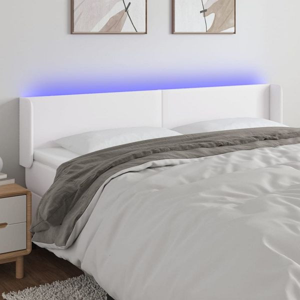 vidaXL LED Kopfteil Weiß 183x16x78/88 cm Kunstleder, 3123059
