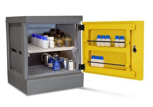 DENIOS Umweltschrank PolyStore-Mini PS 611.2, mit 2 verzinkten Gitterrosten, 250062