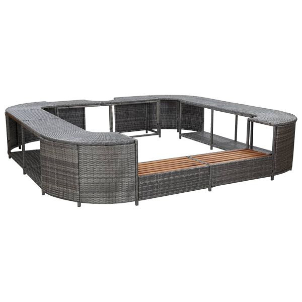 vidaXL Whirlpool-Umrandung Quadratisch Grau 268x268x55 cm Poly Rattan, 46074