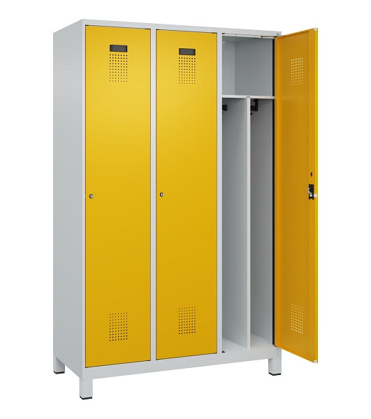 C+P Spind Evolo PLUS, mit Füßen, 3 Abteile, 1950x1200x500mm, 7035/1004, Verschluss Zylinderschloss, 049010-32F S10027