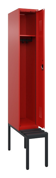 C+P Spind Evolo PLUS, 1 Abteile, 2120x300x815mm, 3020/3020, Haken 3, Zylinderschloss, Sitzfläche Kunststoff, Sitzbank, 0490507-10 S10106