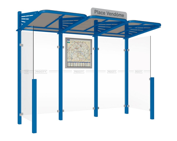Procity Wartehalle Convi® - Standard - 2 Seitenverkleidung, Farbe RAL 5010, 529362.5010