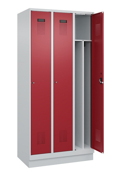 C+P Spind Evolo PLUS, mit Sockel, 3 Abteile, 1950x900x500mm, 7035/3003, Verschluss Zylinderschloss, 049020-30F S10031