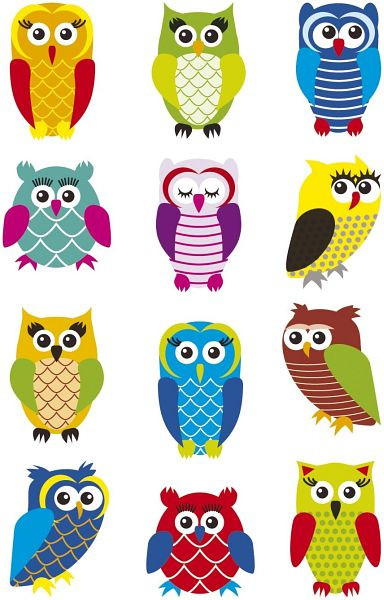 HERMA 3224 Schmucketikett MAGIC Eulen, bunt, gittery, VE: 10x 12 Stück, 3224