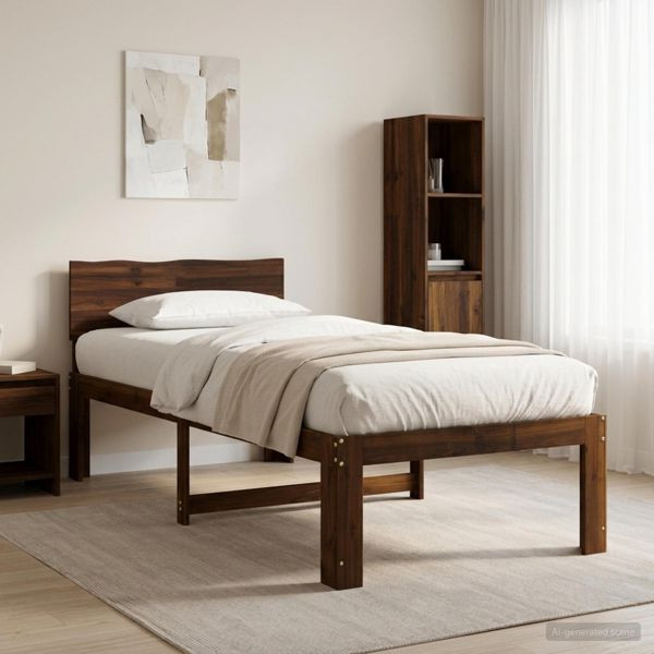 vidaXL Einzelbettgestell mit Kopfteil ROSTOCK Dunkelbraun 80 x 200 cm, 903452