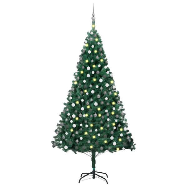 vidaXL Künstlicher Weihnachtsbaum mit Beleuchtung & Kugeln Grün 210 cm, 3077709