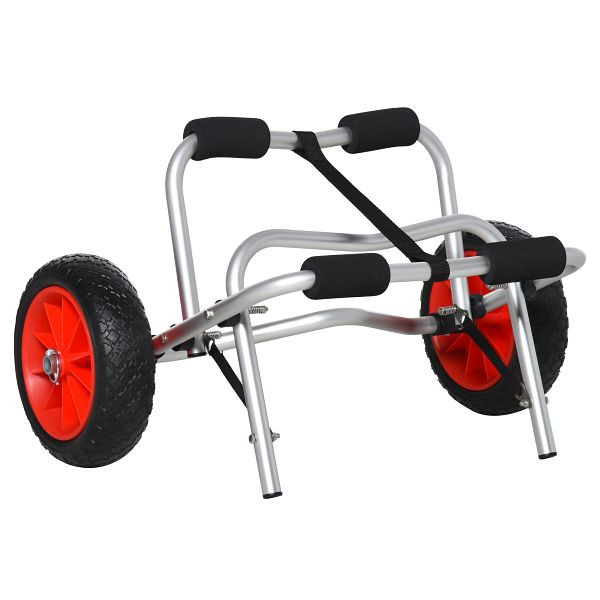 HOMCOM Alu Kanuwagen Kajakwagen Surfwagen klappbar mit Gurt Kunstleder-Räder Silber bis 75 kg 68 x 44,5 x 40 cm, A32-009