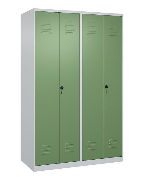 C+P Umkleidespind Classic PLUS SW, 4 Abteile, 1850x1200x500mm, 7035/6011, Drehriegel, 080002-40 S10023