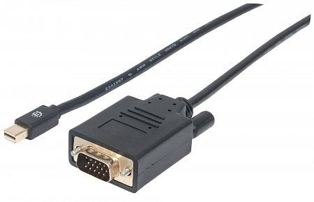 MANHATTAN Mini-DisplayPort 1.2a auf VGA-Kabel, Mini-DisplayPort 1.2a-Stecker auf VGA-Stecker, 1,8 m, schwarz, 152167