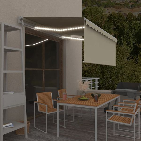 vidaXL Markise Automatisch mit Rollo LED Windsensor 3x2,5 m Creme, 3069272