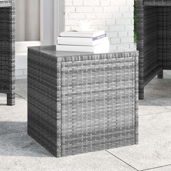 vidaXL Beistelltisch Grau 40x37x40,5 cm Poly Rattan und Hartglas, 319389