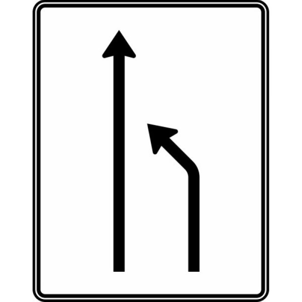 Stein HGS Einengungstafel ohne Gegenverkehr, Einzug rechts und noch 1 Fahrstreifen, RA1/Flachform 3mm, ohne Entfernungsangabe, 1600x1250mm, 531-10-113
