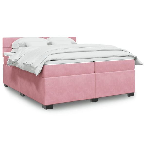 vidaXL Boxspringbett mit Matratze Rosa 200x200 cm Samt, 3288707