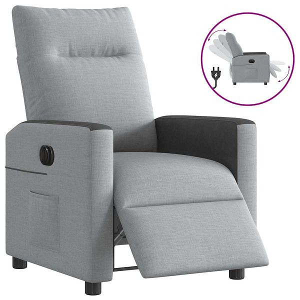 vidaXL Relaxsessel Elektrisch Hellgrau Stoff, 3324038, 8721158644084
