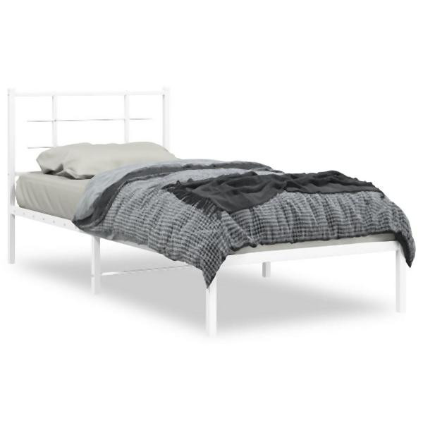 vidaXL Bettgestell mit Kopfteil Metall Weiß 90x190 cm, 355602