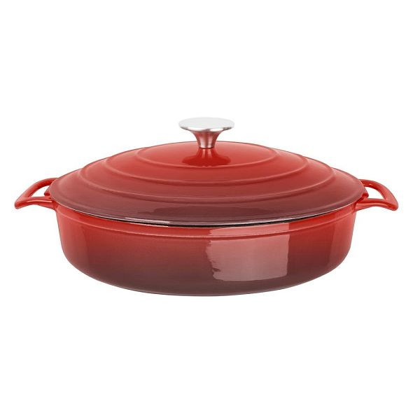 Vogue Rot Runde Auflaufform 3.5Ltr, hochwertiges Gusseisen, höchste Wärmeleitfähigkeit und -speicherung, FS479