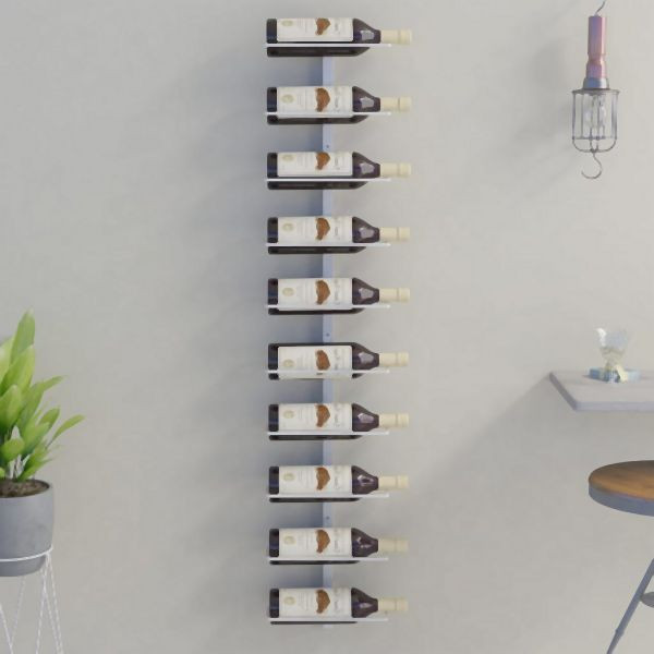 vidaXL Wand-Weinregal für 10 Flaschen Weiß Metall, 340904