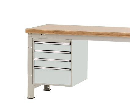 Manuflex Gehäuse-Unterbau PROFI, Nutzhöhe 500 mm mit 4 Schubfächern, für Werkbanktiefe 700 mm, Lichtgrau, ZB4831.7035