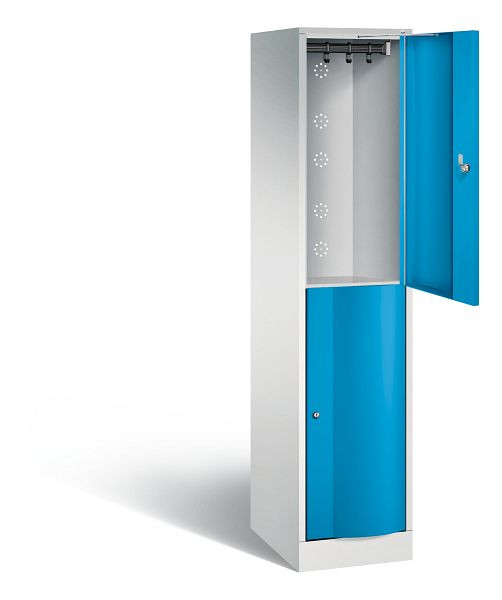 C+P Spind doppelstöckig Resisto, H1950xB396xT540mm, Farbe: Lichtgrau / Lichtblau, 8270-172 S10012