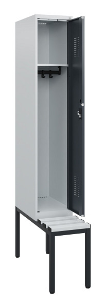 C+P Spind Evolo PLUS, 1 Abteil, 1950x300x815mm, 7035/7016, Zylinderschloss, Material Sitzfläche Kunststoff, Sitzbank, 0490505-10 S10093