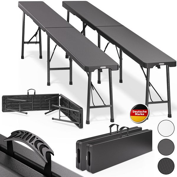 casaria Bierbank 2er-Set Anthrazit Kunststoff 180cm, 109880