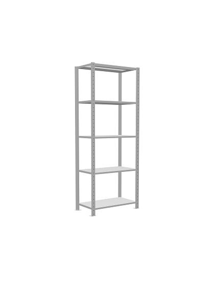 Schulte Grundregal, Steckregal MULTIplus250, 2000 x 750 x 400 mm, 5 Fachböden, Kreuzstrebe, RAL 7035 lichtgrau, 32840-75