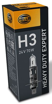 HELLA Halogen-Glühlampe, H3, vibration resistant, 24V, 70W, Sockelausführung Glühlampe: PK22s, Schachtel, 8GH 002 090-471